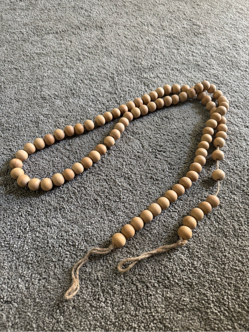 Natural Wooden Bead Garland Necklace - Tan